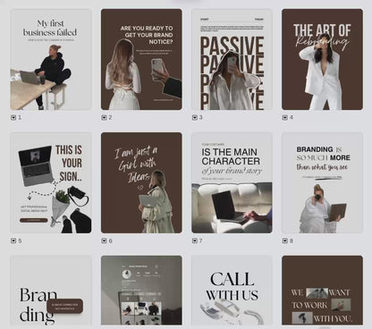 50 Brown Aesthetic Instagram Templates – Canva Editable | PLR & MRR Resell Rights
