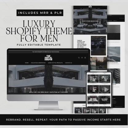 Shopify Theme with MRR - Website for Digital Products and Faceless Marketing for Men