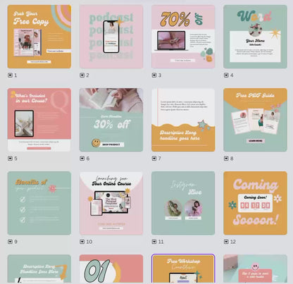 Pastel Pink Instagram Templates — 100 Canva Editable with PLR & MRR Rights