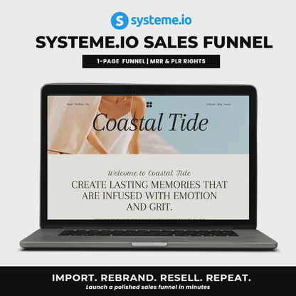 Systeme.io Landing Page Website Template | French Bloom Systeme.io Funnel | 1-Page Sales Funnel with MRR & PLR + Canva Mockups