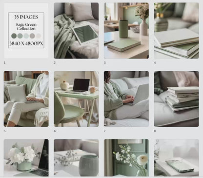 Sage Green Photo Pack (35 Canva Images) + MRR/PLR Resell Rights | 3 Sizes