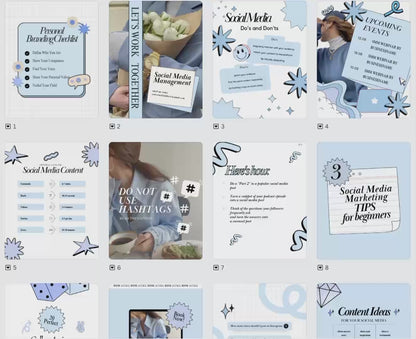Pastel Blue Instagram Templates | Canva PLR & MRR Resell Rights | 4 Bonuses