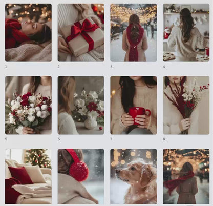 Cozy Christmas Images, Aesthetic Stock Photo Bundle, 100 Red & Beige Photos, Master Resell Rights, PLR Digital Product