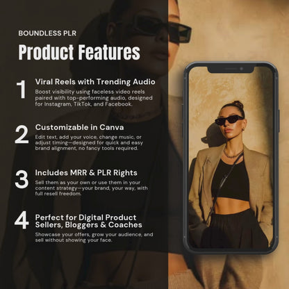 20 Viral Reels with Trending Audio – Canva Templates with PLR & MRR for Digital Product Sellers, Bloggers, and Creators