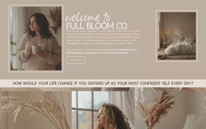 Systeme.io Full Bloom Boho Funnel Template – Editable PLR & MRR with Cozy Plus Size AI Stock Images